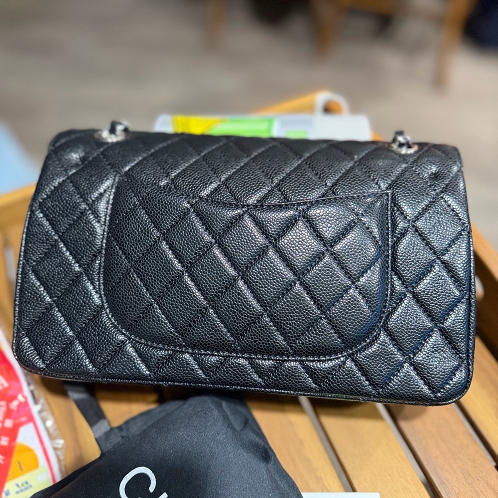 Black Quilted Caviar Medium Classic Double Flap Bag Silver Hardware, 2022 - Picture 16 of 16